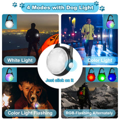 Aioauerk USB-rechargeable dog light provides long-lasting power for evening strolls.