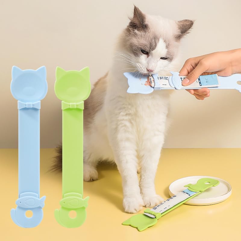 AionneWie cat treat spoons long-handle design for comfortable one-handed feeding