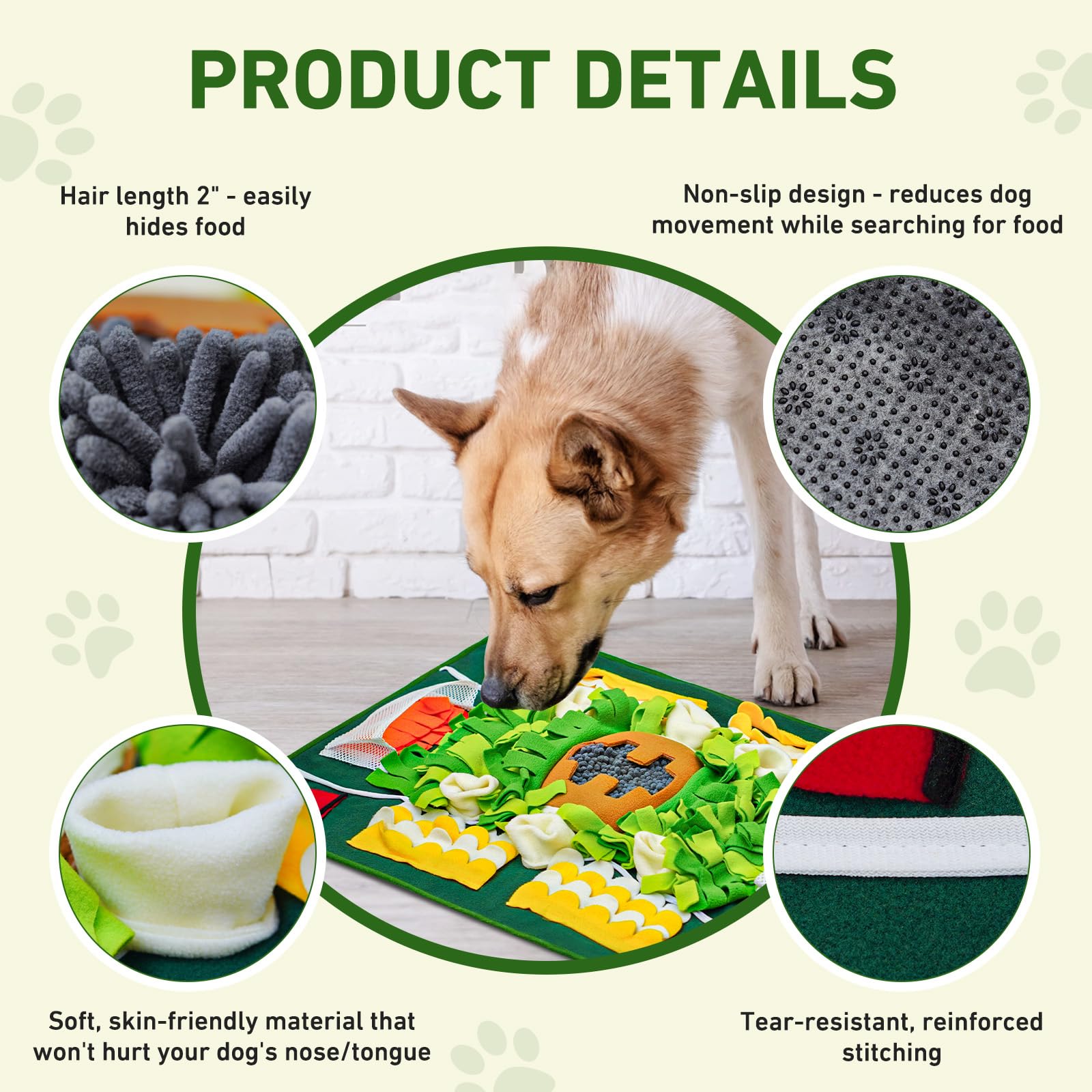 Aipawzz Snuffle Mat non-slip base keeps the mat steady during play