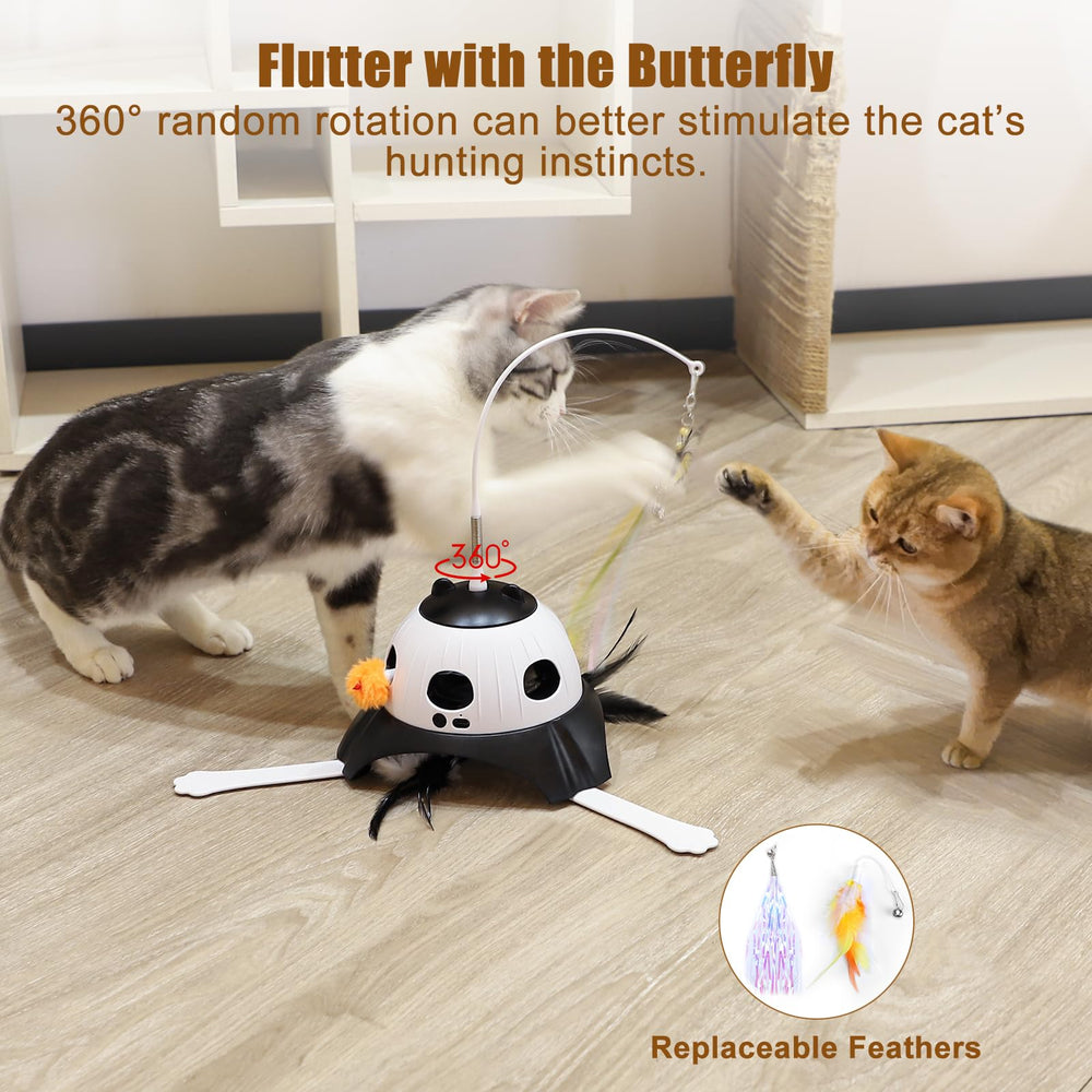 AIPERRO rotating feather wand spins to spark curiosity and active kicking.