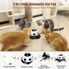 AIPERRO 3-in-1 cat toy whack-a-mole mode engages hunting instincts and play.