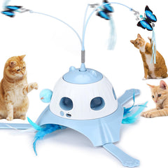 AIPERRO 3-in-1 toy butterfly flight entertains indoor cats with fluttering prey-like motion.