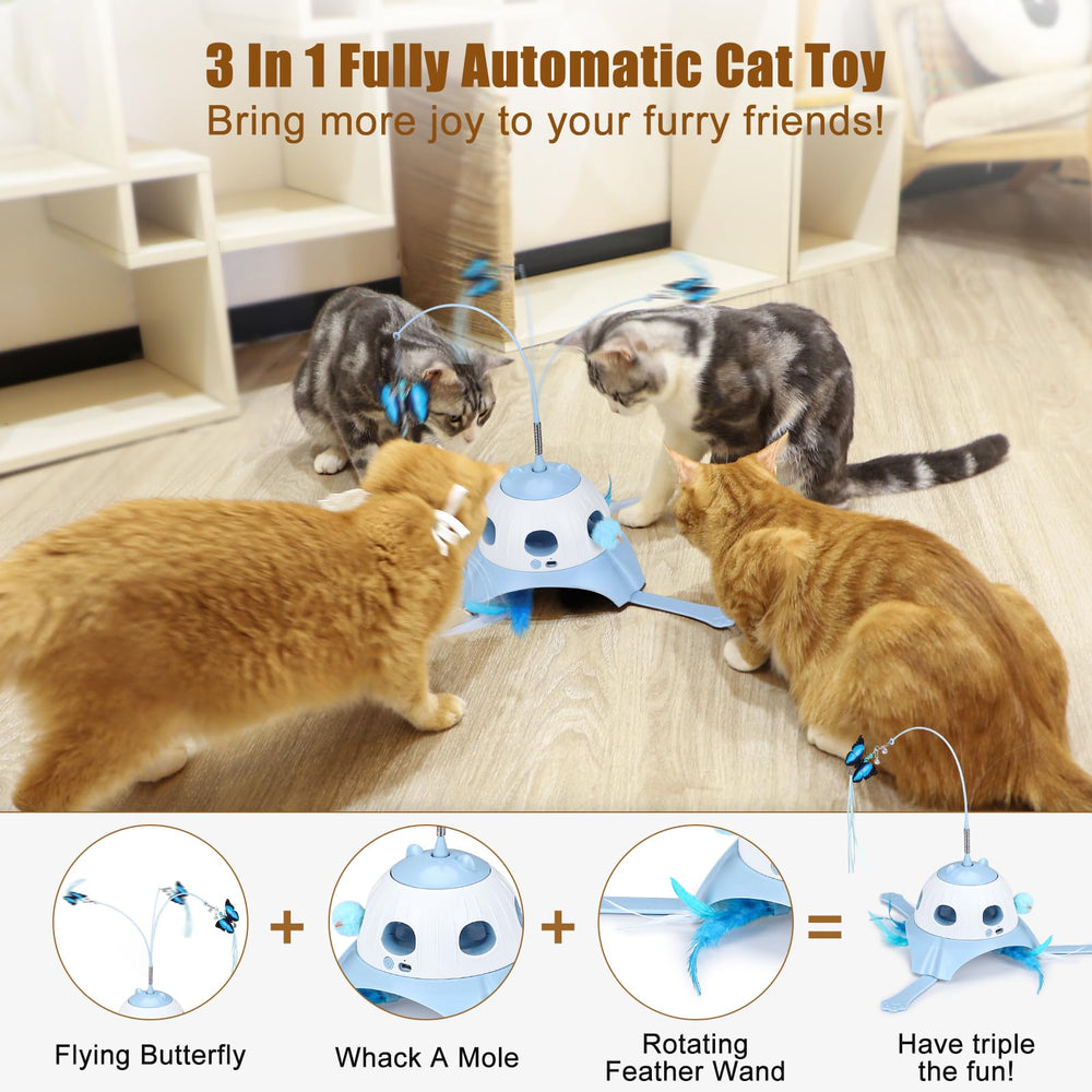 AIPERRO 3-in-1 toy whack-a-mole holes engage cats with surprise pops and swats.