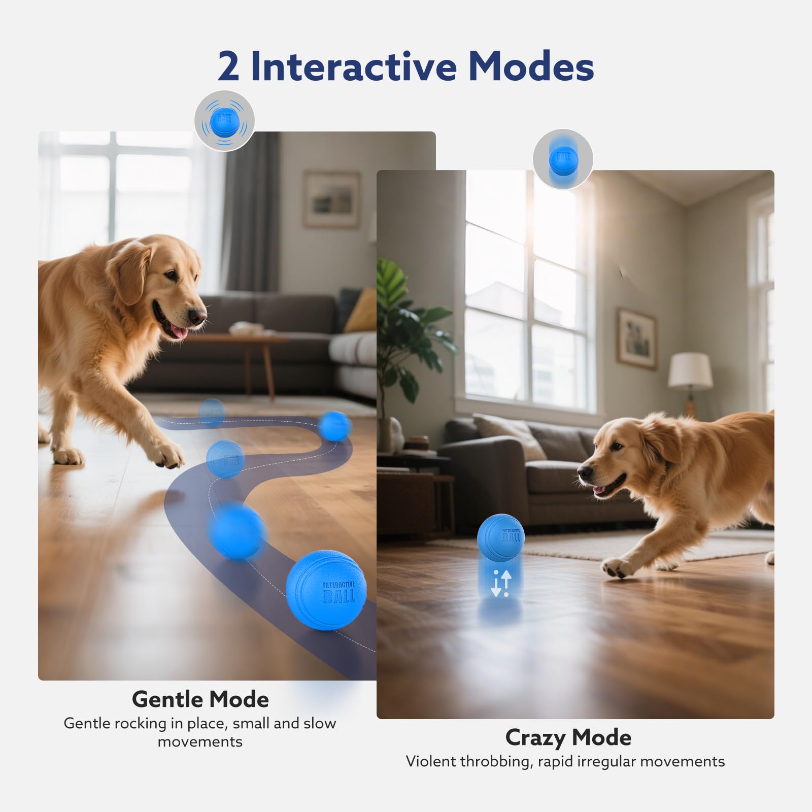 AIPERRO ball in crazy bounce mode shows unpredictable paths across varied surfaces