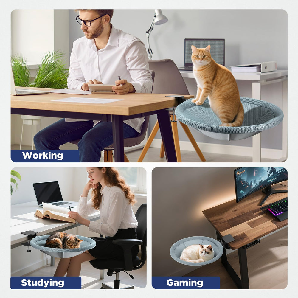 AIPERRO foldable cat desk bed supports up to 45lbs for larger cats