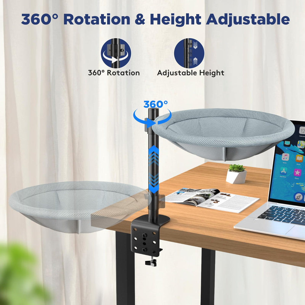 AIPERRO Cat Desk Bed 360 rotation view highlights flexible lounging right by your workspace