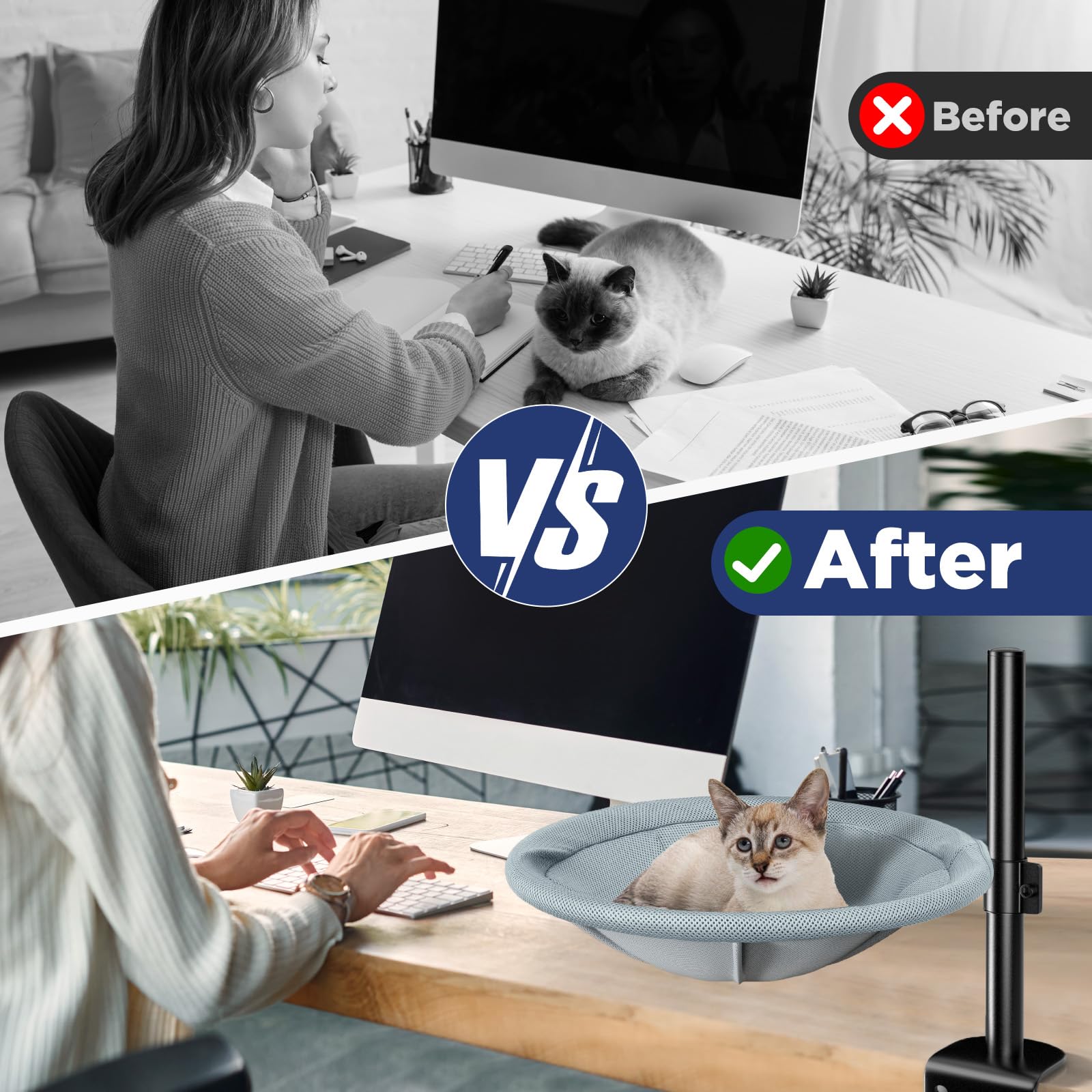 AIPERRO Cat Desk Bed height adjustment shows up to 14 inches for personalized comfort