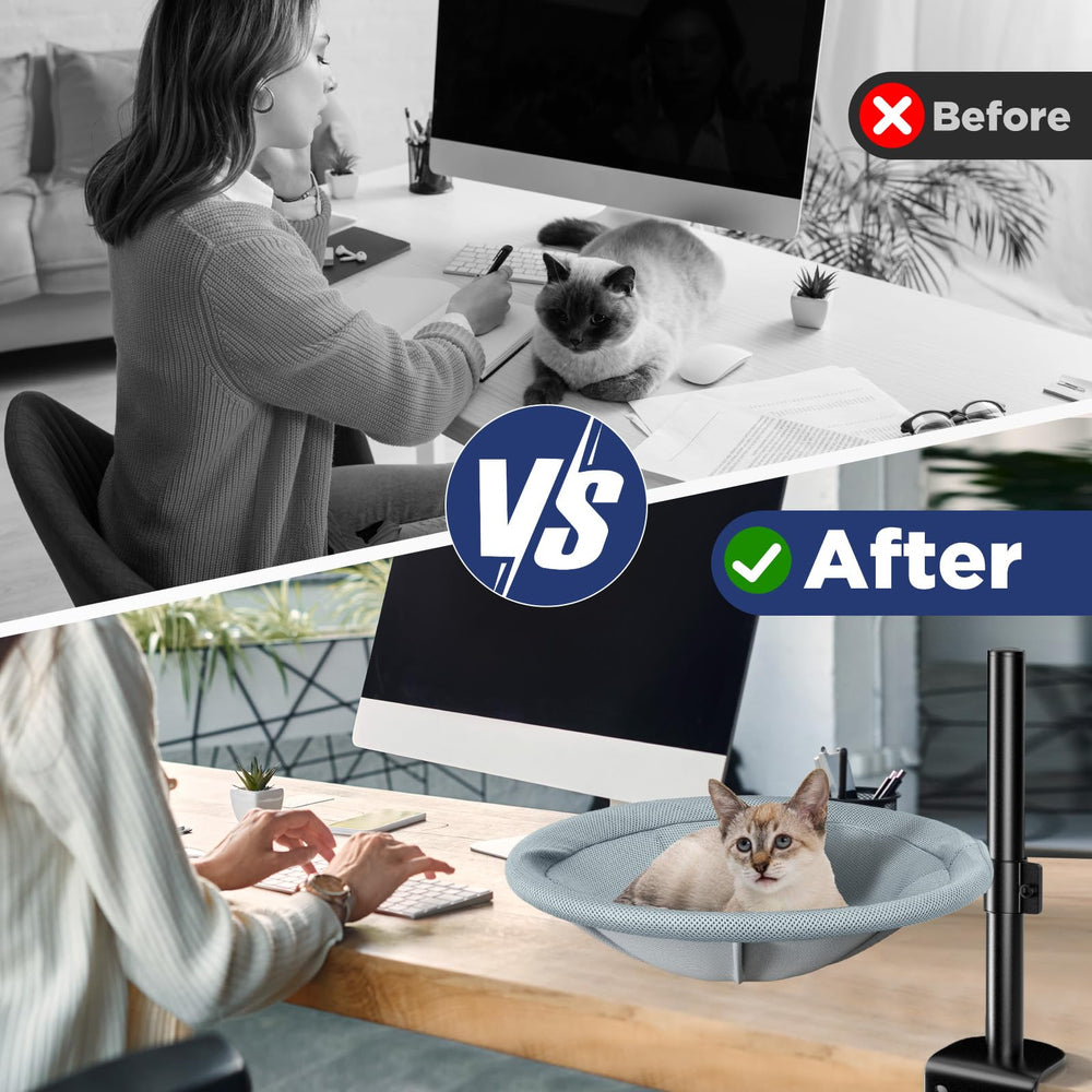 AIPERRO Cat Desk Bed height adjustment shows up to 14 inches for personalized comfort