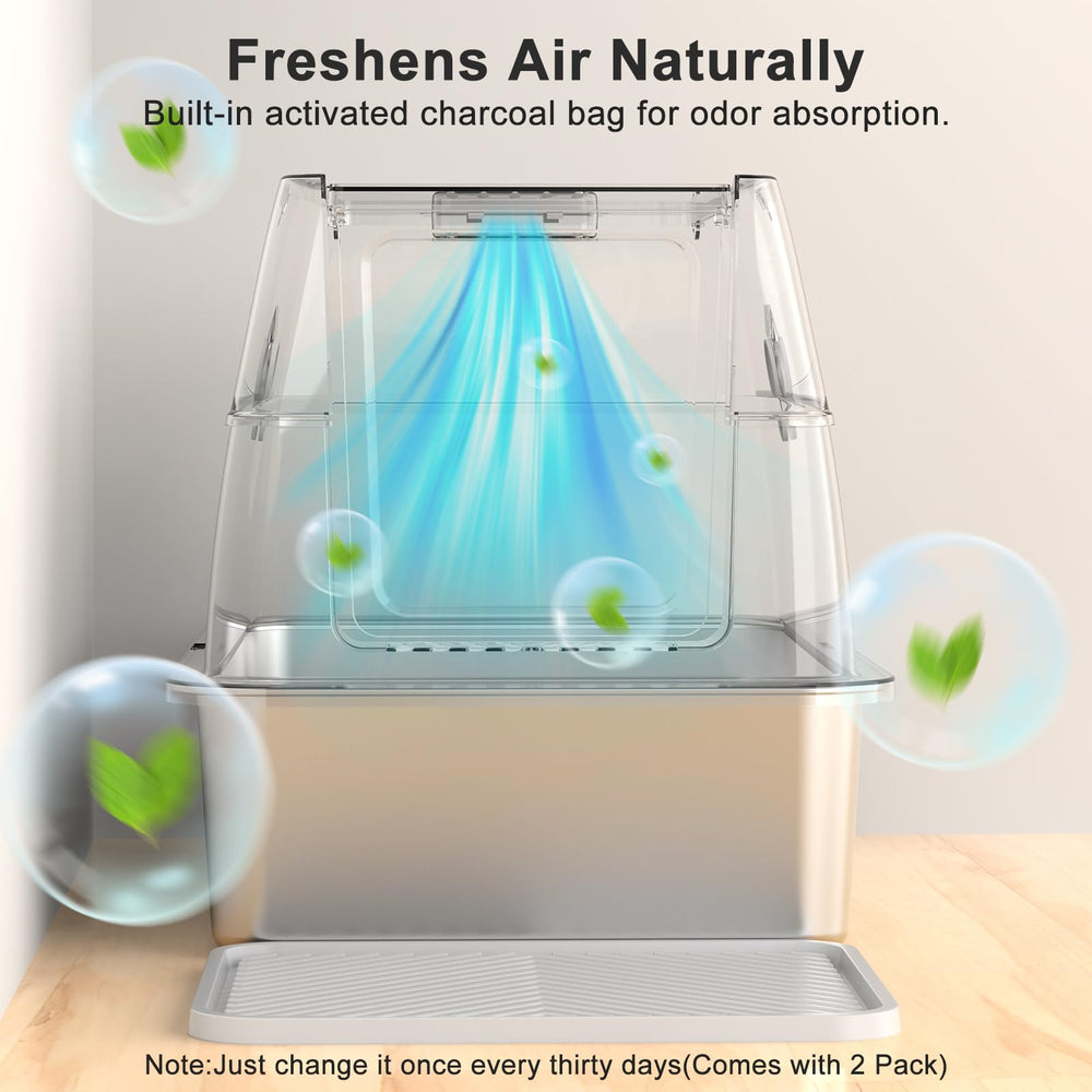 AIPERRO enclosed litter box with semi-clear flap to monitor shy cats.