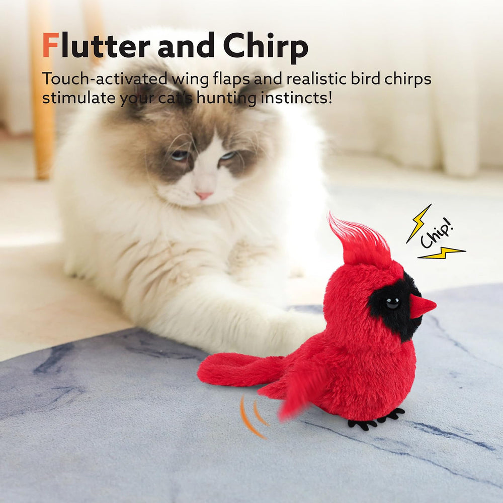 AIPERRO flapping cardinal toy emits lifelike chirps to spark hunting fun