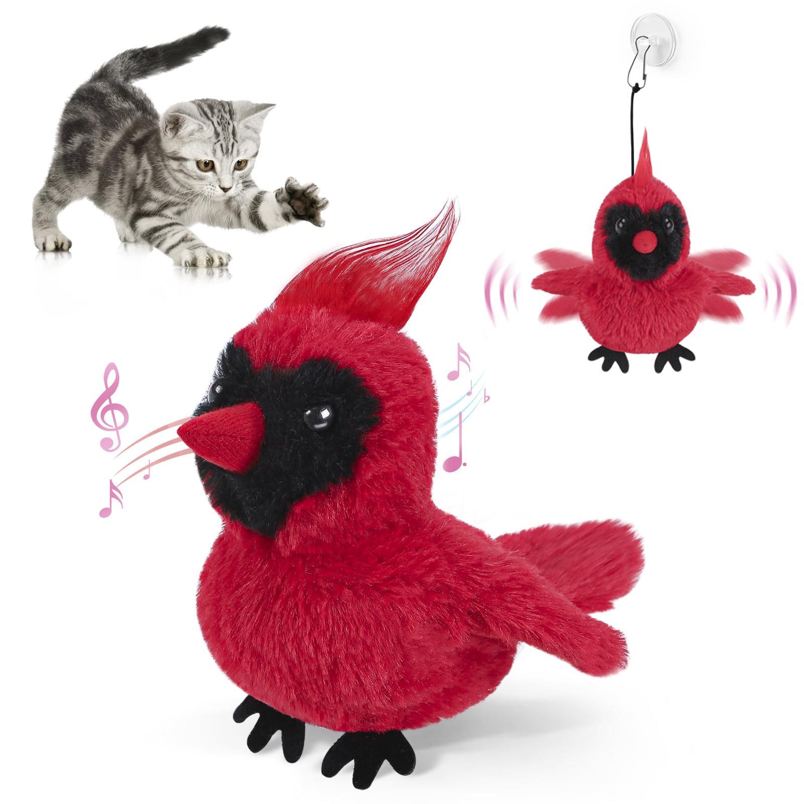 AIPERRO flapping cardinal toy with realistic cardinal shape for engaging playtime