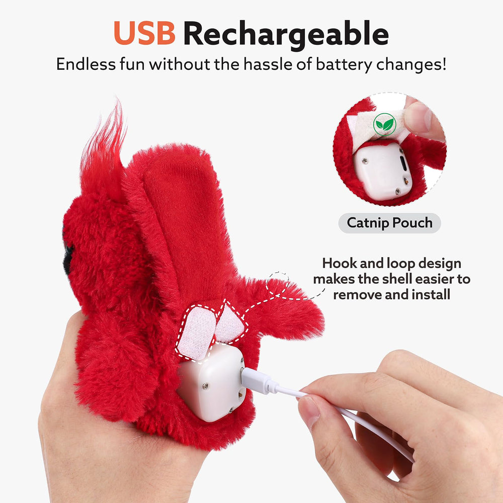 AIPERRO flapping cardinal toy plush exterior designed for cuddling and chasing
