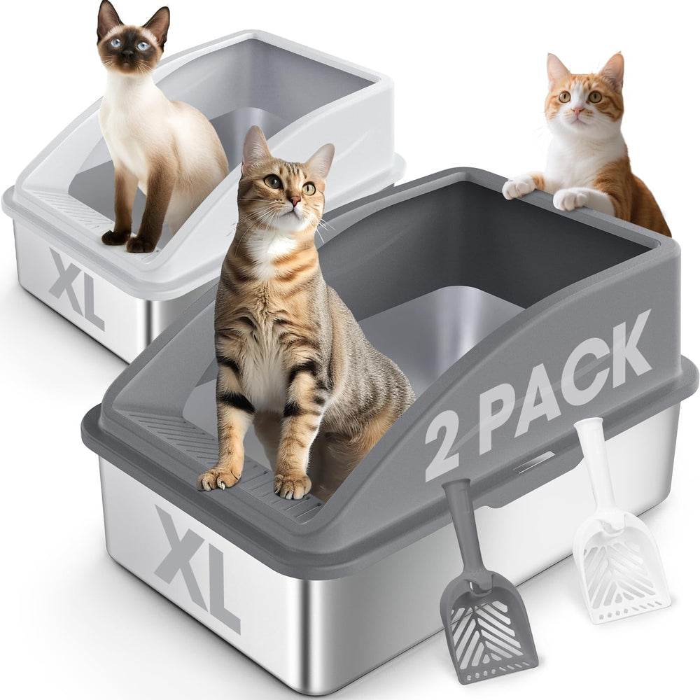 AIPERRO stainless steel litter box with lid keeps litter contained and pets private.