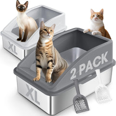 AIPERRO stainless steel litter box with lid keeps litter contained and pets private.