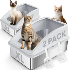 AIPERRO top-cover XL stainless steel litter box keeps litter contained and private for cats.
