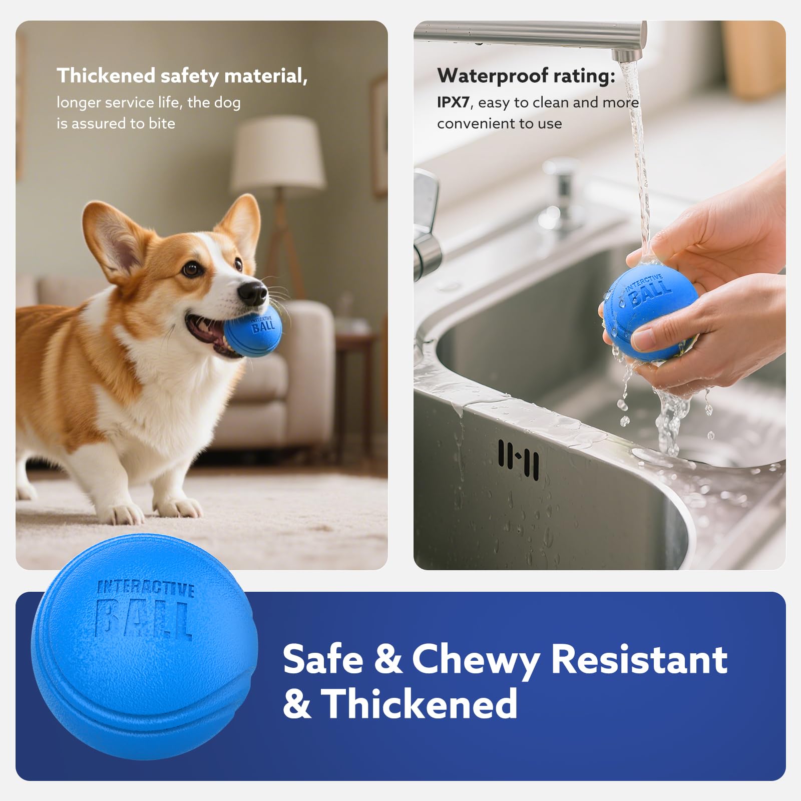 AIPERRO durable TPU shell close-up highlights bite resistance and long-lasting fun