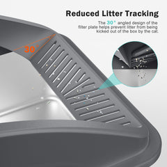 AIPERRO XL litter box side outline highlighting high walls for containment.