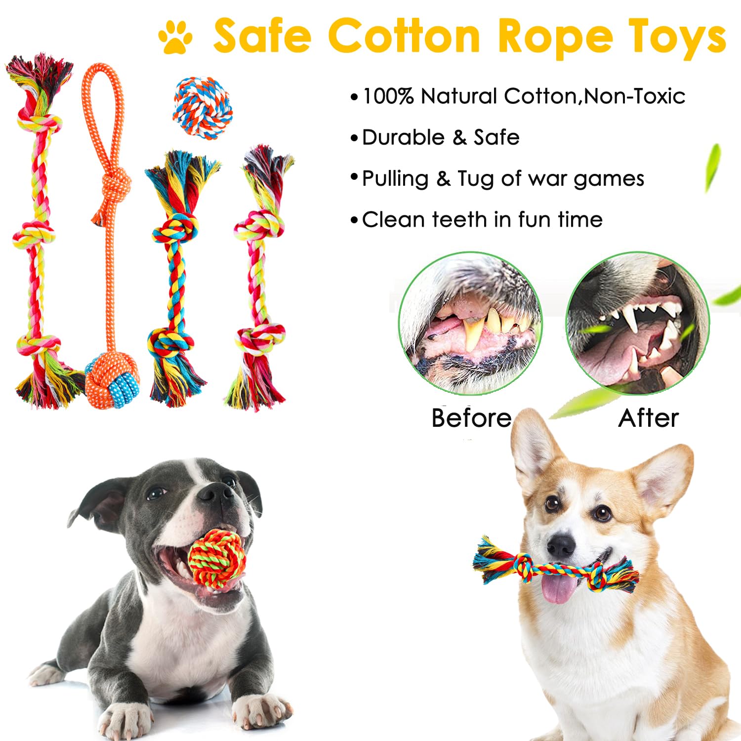 Aipper rope toy set for tug-of-war and chewing.