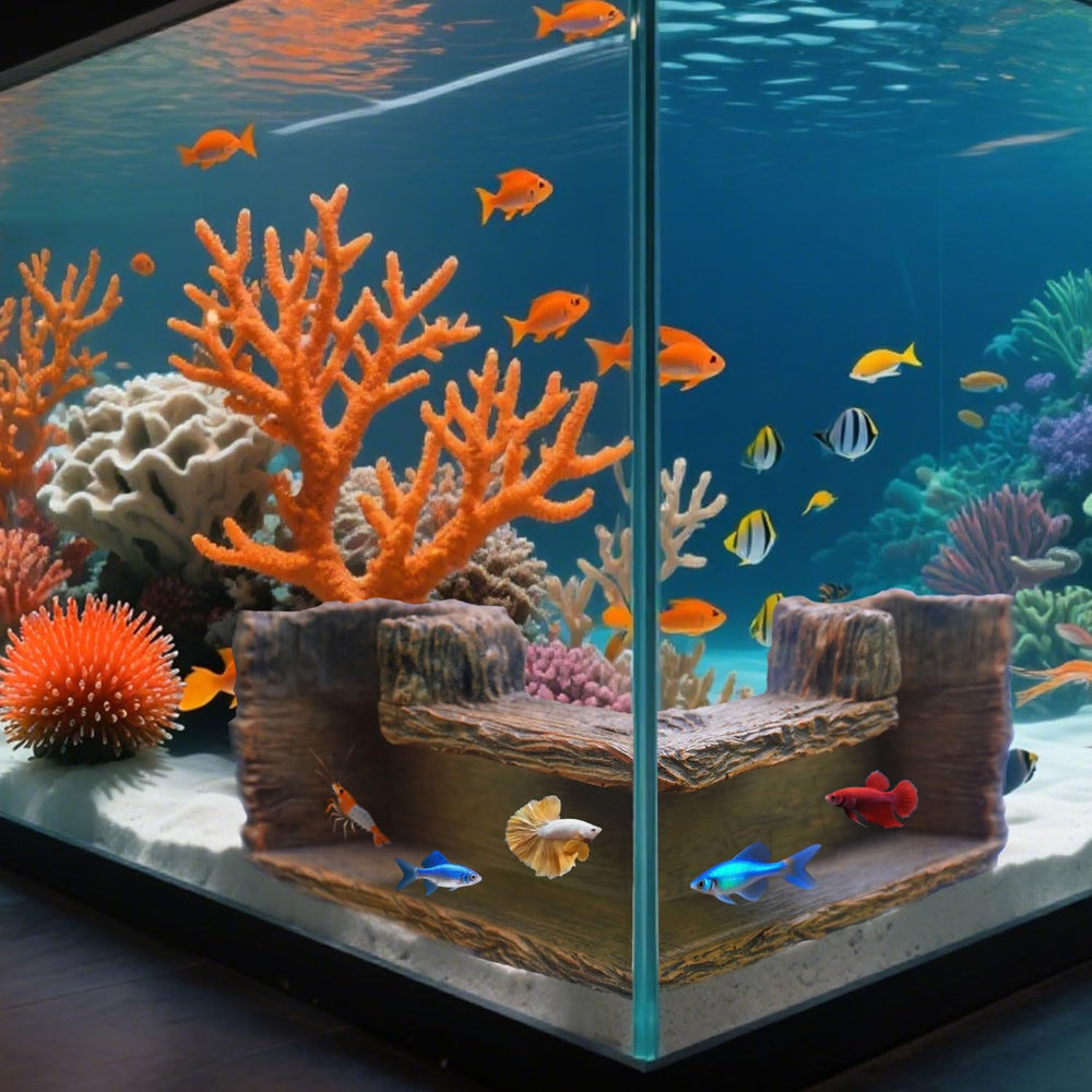 Aiqriwv compact 5.1x5.1x2.8-inch habitat fits small tanks easily.