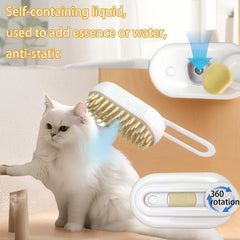 Airdminystion cat and dog hair brush shows spray function for clean fur