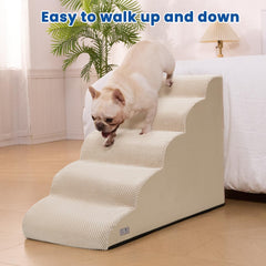 Airpanda 5 Step Dog Stairs beige nonslip-bottom highlights reliable grip during climbs