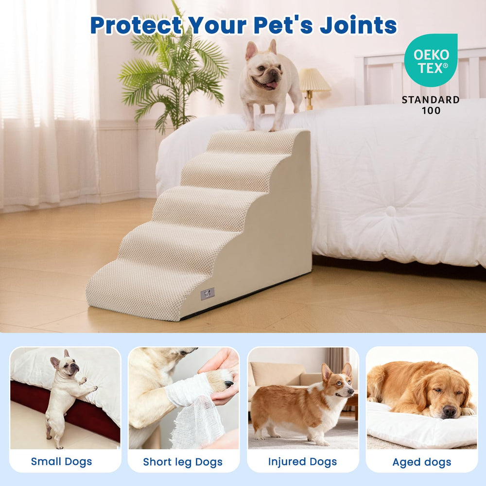Airpanda 5 Step Dog Stairs beige removable-cover enables easy machine washing