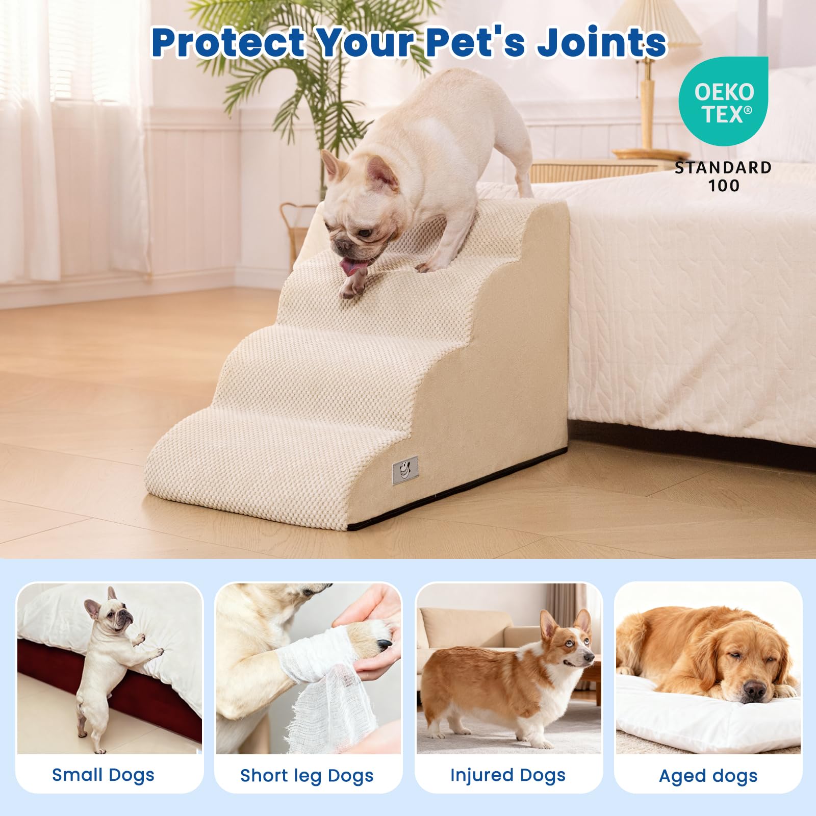 Airpanda dog steps high-density foam delivers lasting support during climbs.