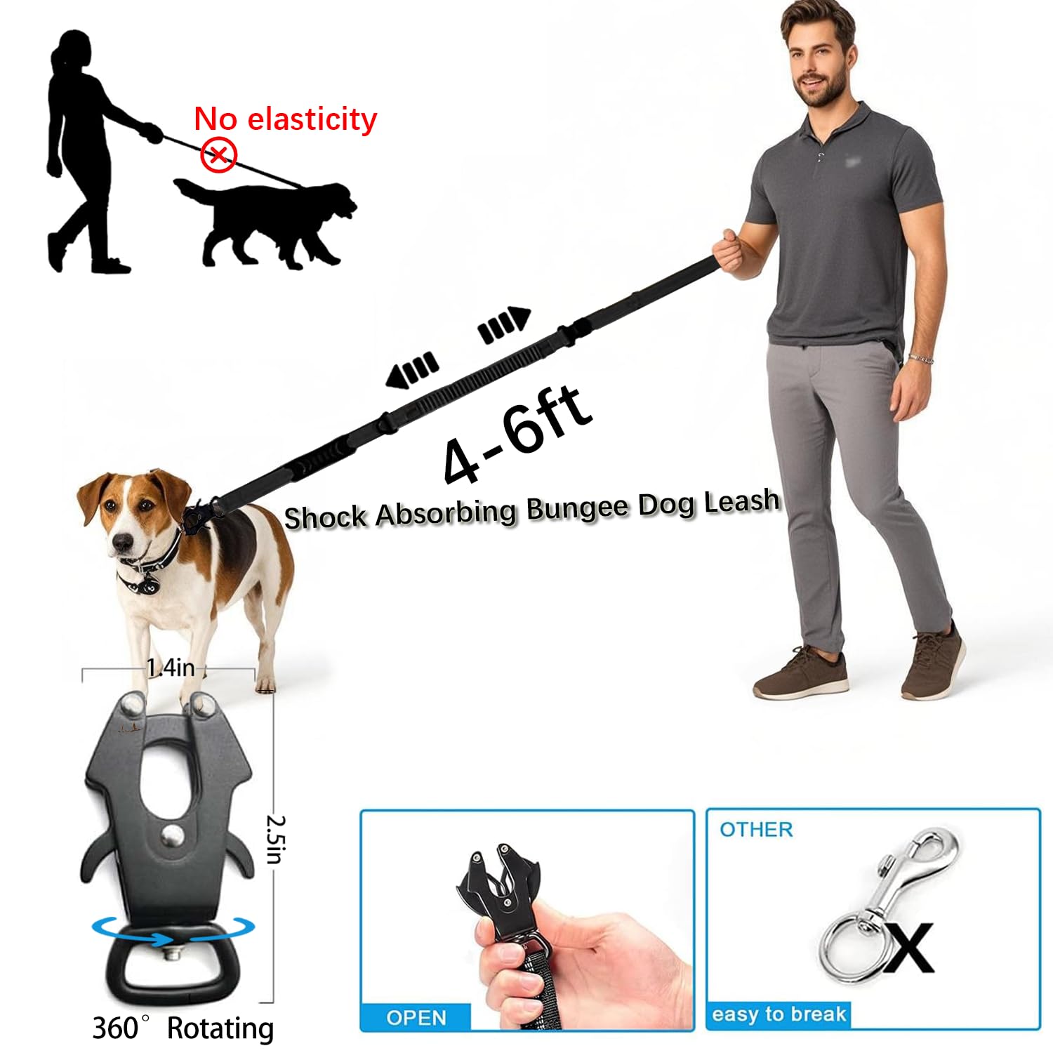 Airuidog bungee leash provides shock absorption during runs