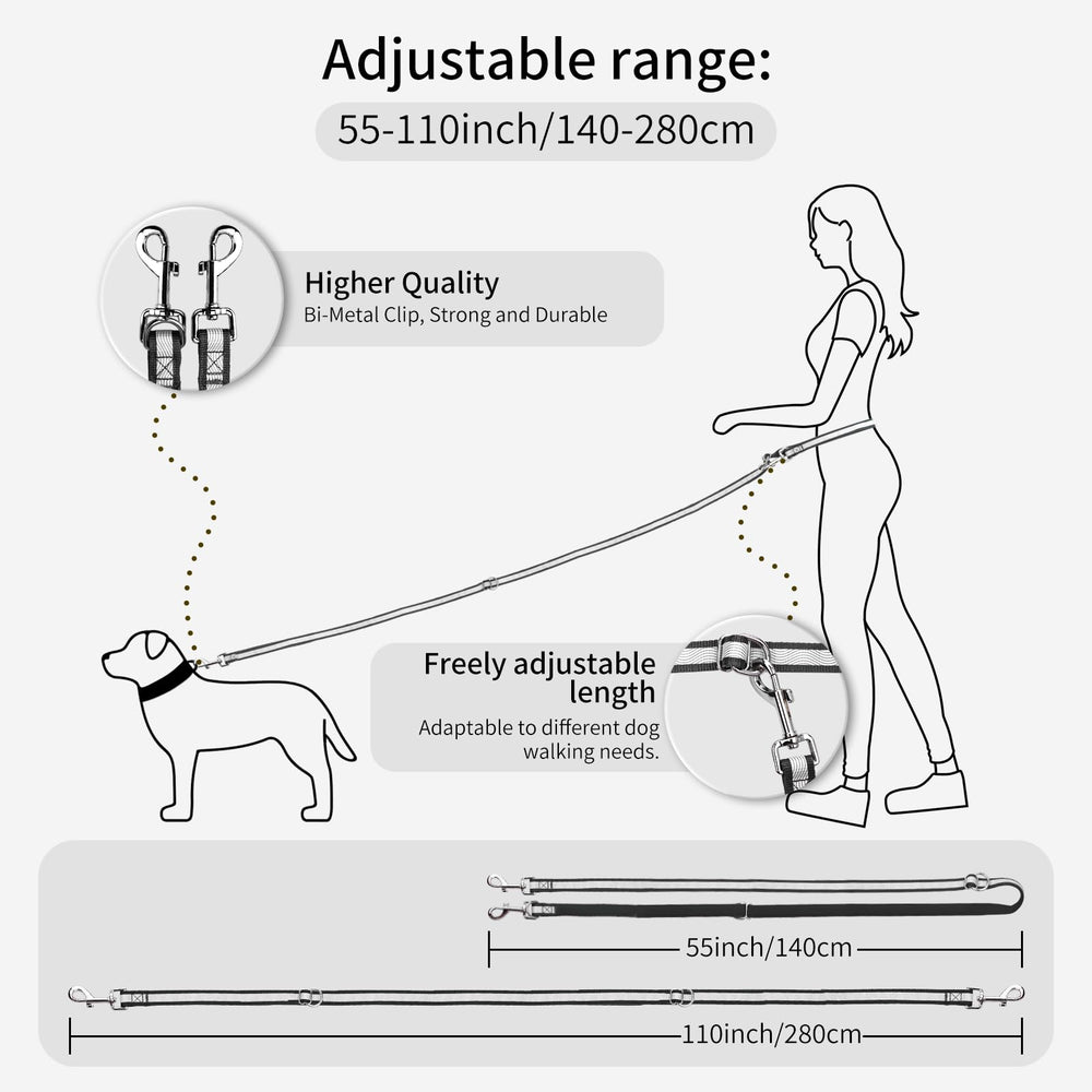 AirUiDog crossbody waist leash length adjustment for versatile walking