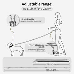 AirUiDog crossbody waist leash length adjustment for versatile walking