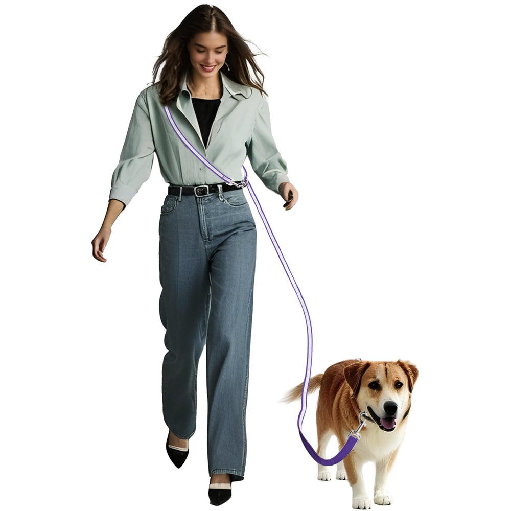 Airuidog hands-free leash clip swivel showing anti-tangle performance during active walks