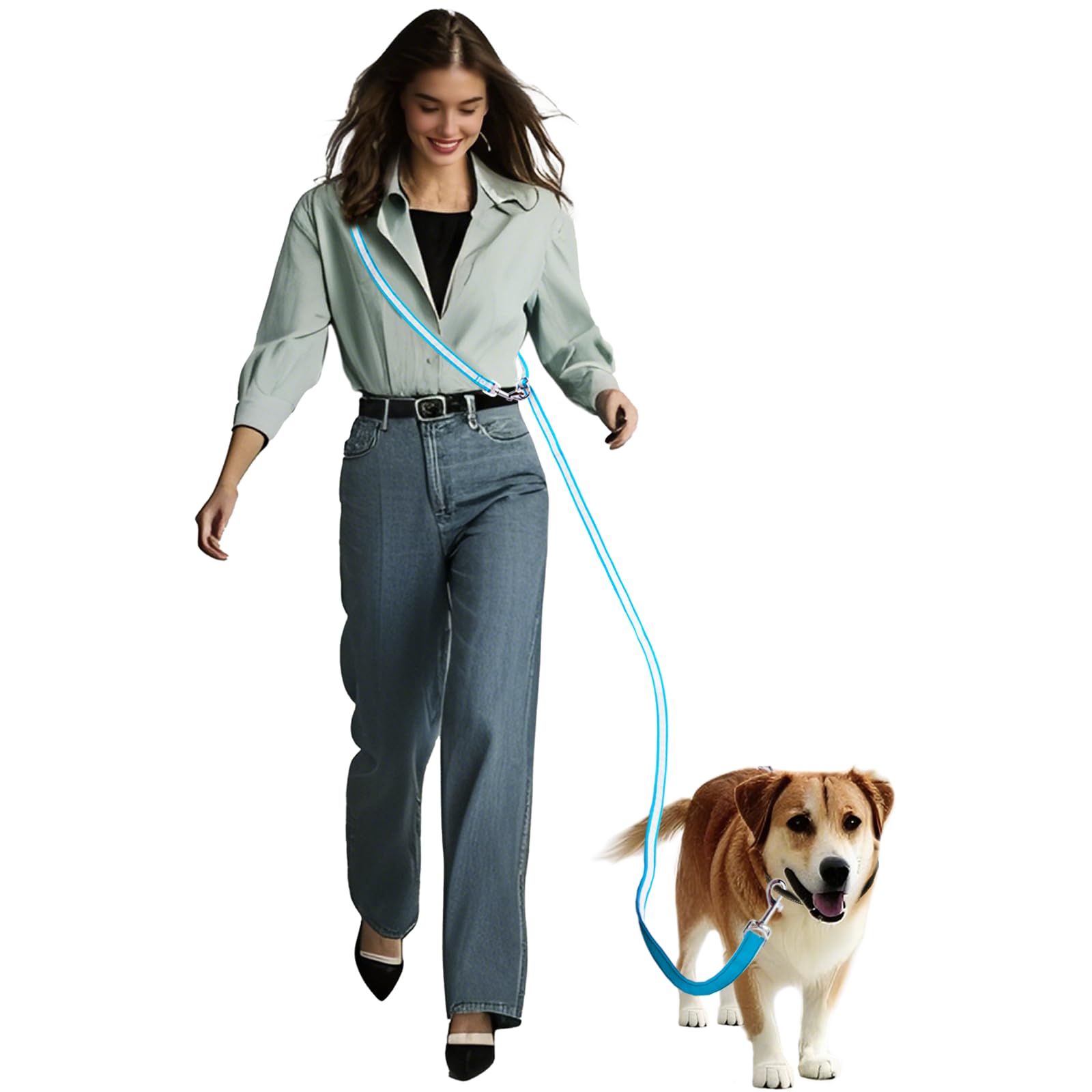 AIRUIDOG hands-free leash worn crossbody for comfortable runs and control.