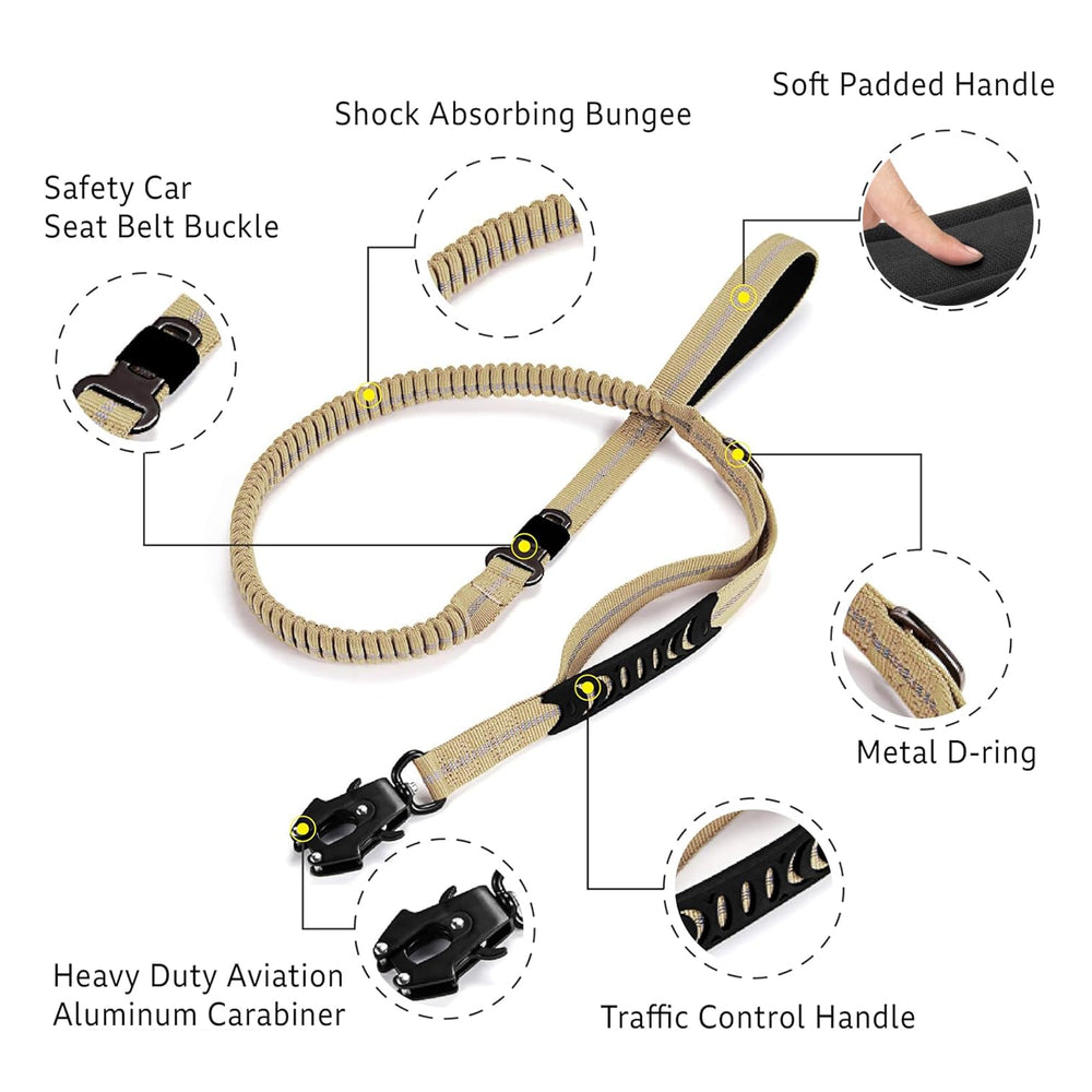 Airuidog heavy duty tactical dog leash quick-release keeps a secure, adjustable connect