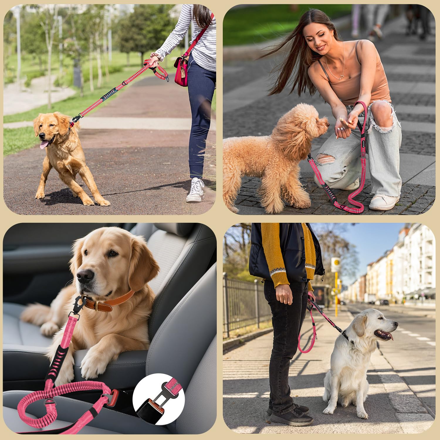 AIRUIDOG pink 4-6ft length supports comfortable side-by-side walking