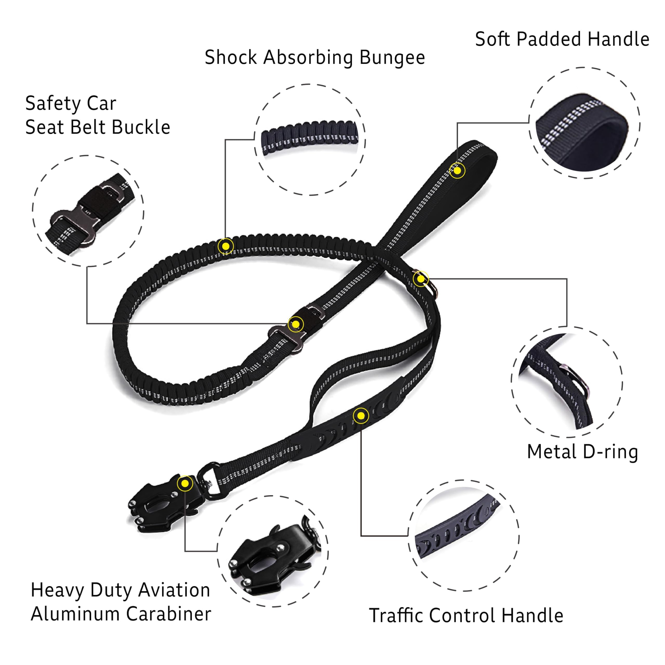 Airuidog leash designed for powerful large dogs pulling
