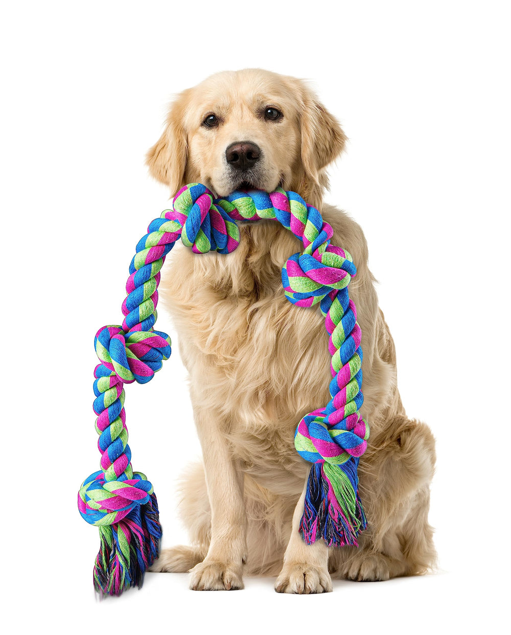 Aitmexcn dog rope toy 37inch-5knots aids strong chewing and tug-of-war.