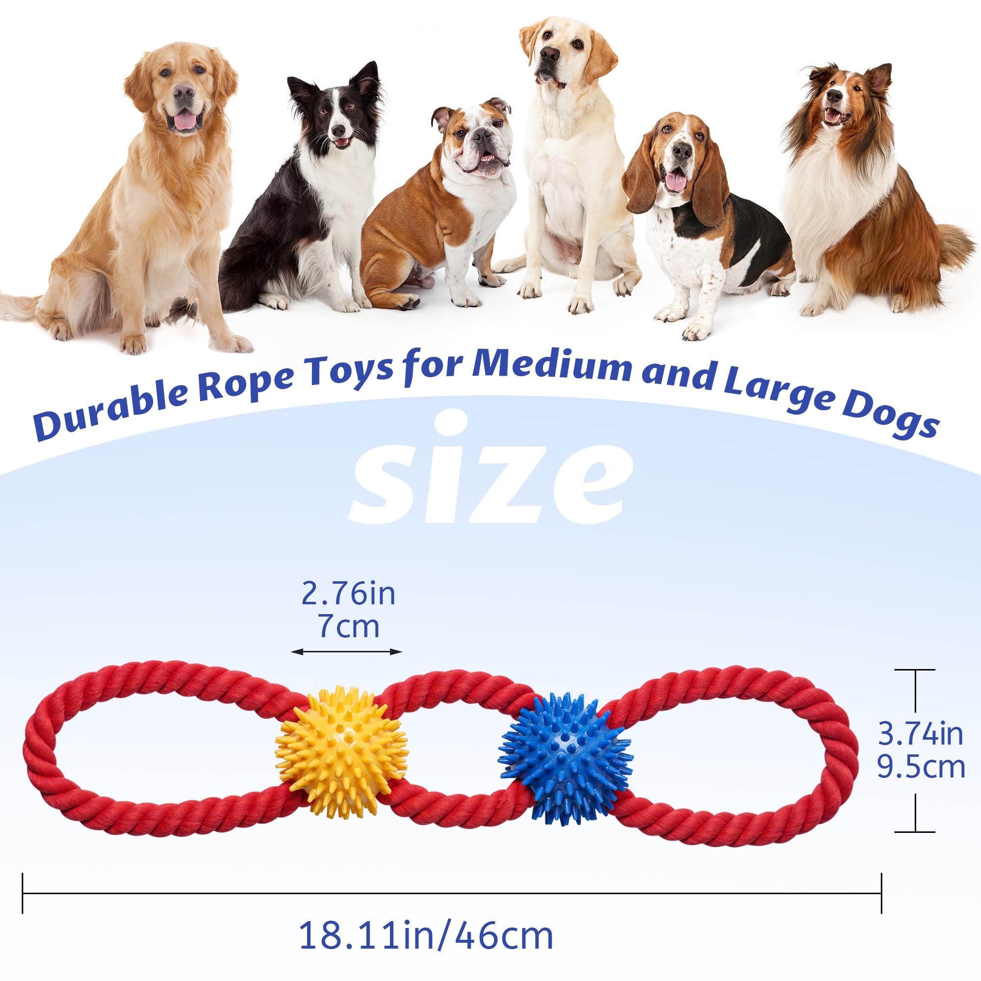 Aitmexcn heavy-duty cotton rope toy for medium dogs endures aggressive chewing.