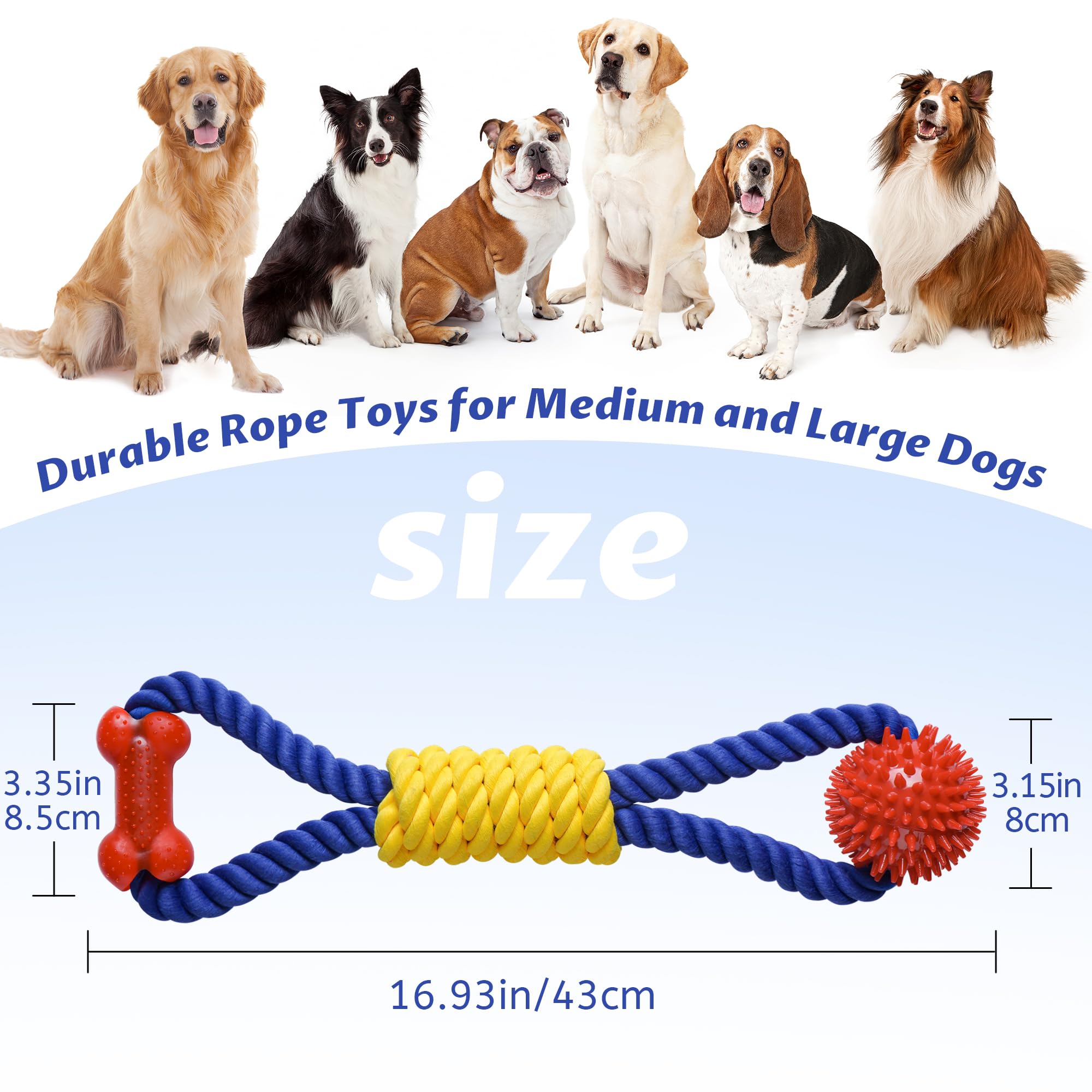 Aitmexcn Interactive Dog Rope Toy dental friendly design with rope strands for tooth cleaning