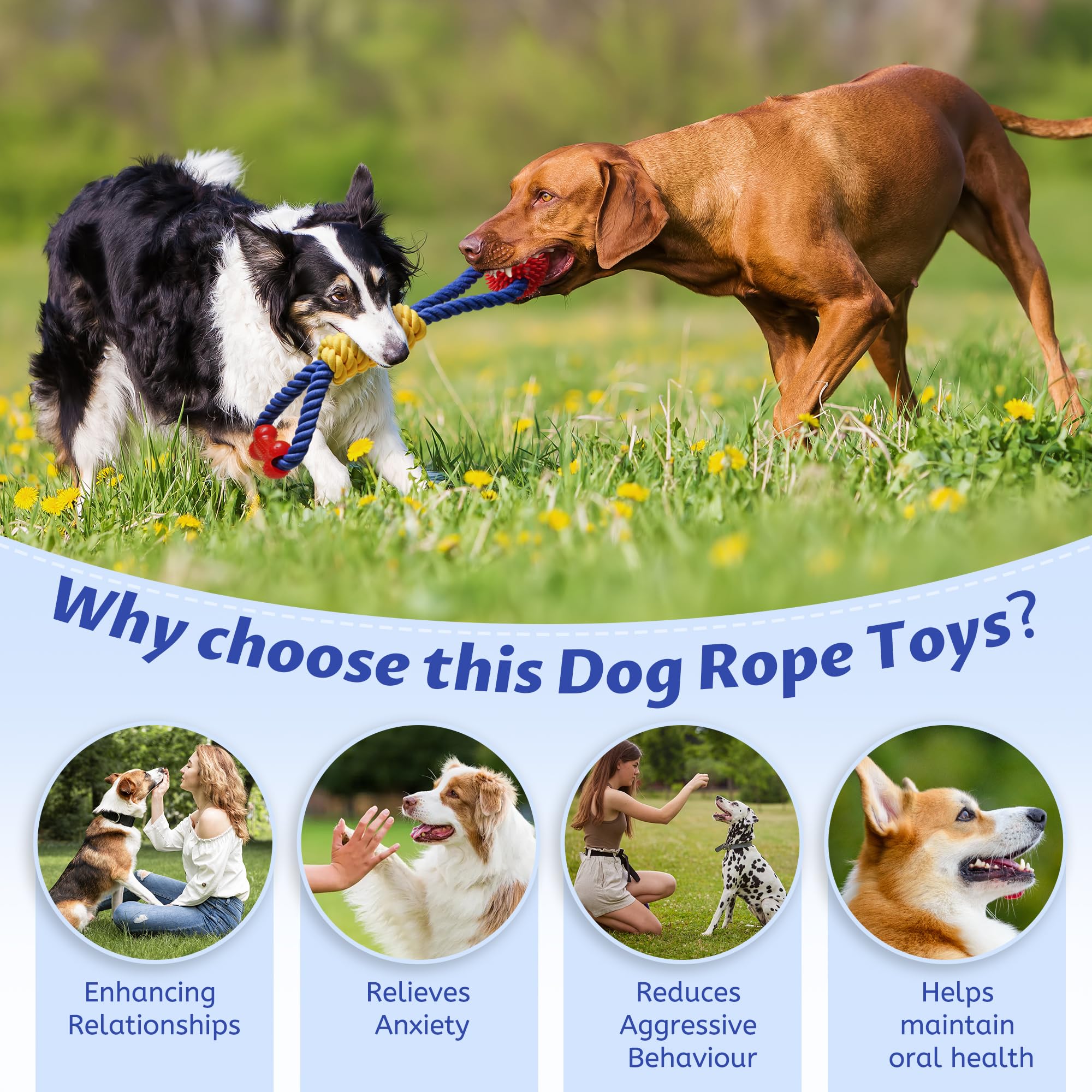 Aitmexcn Interactive Dog Rope Toy large to small dogs enjoy tug of war across sessions