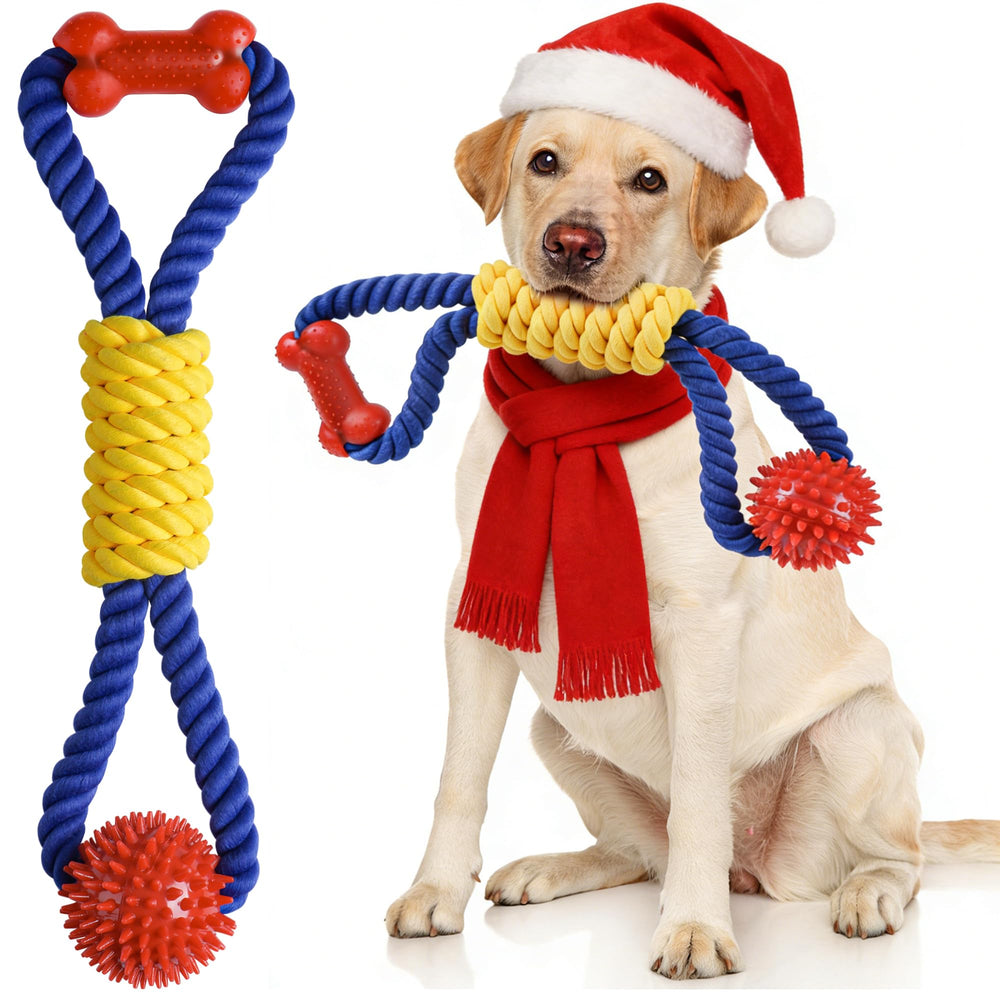 Aitmexcn Interactive Dog Rope Toy tug closeup showing durable fibers for robust play