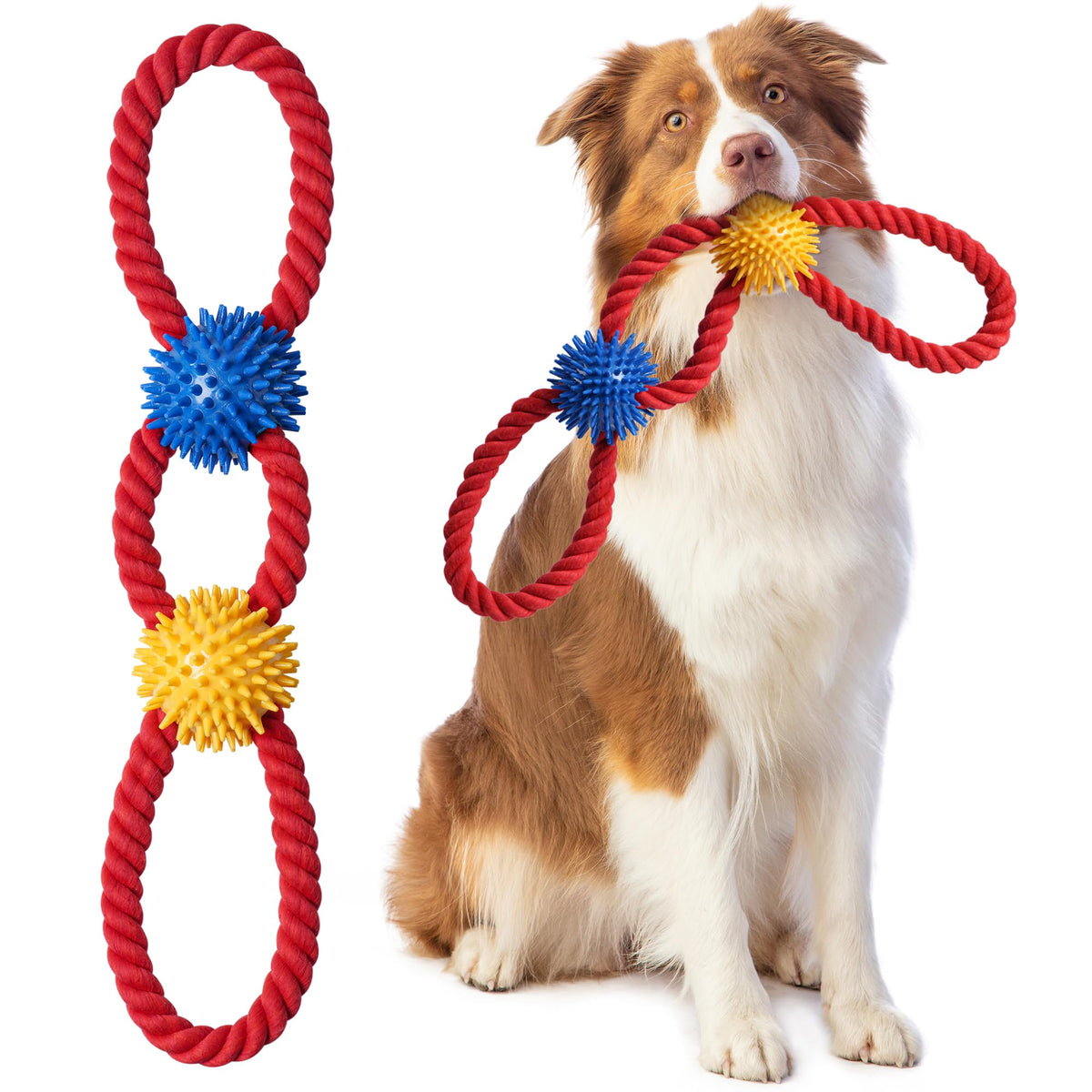 Aitmexcn interactive rope toy for tug-war sessions supports bonding during playtime.