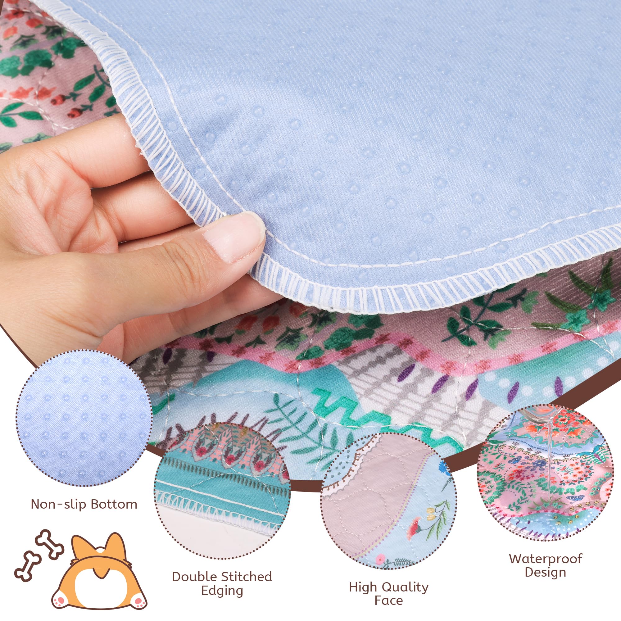 Aitmexcn washable pee pad 24x24 non-slip-bottom keeps pads stationary.