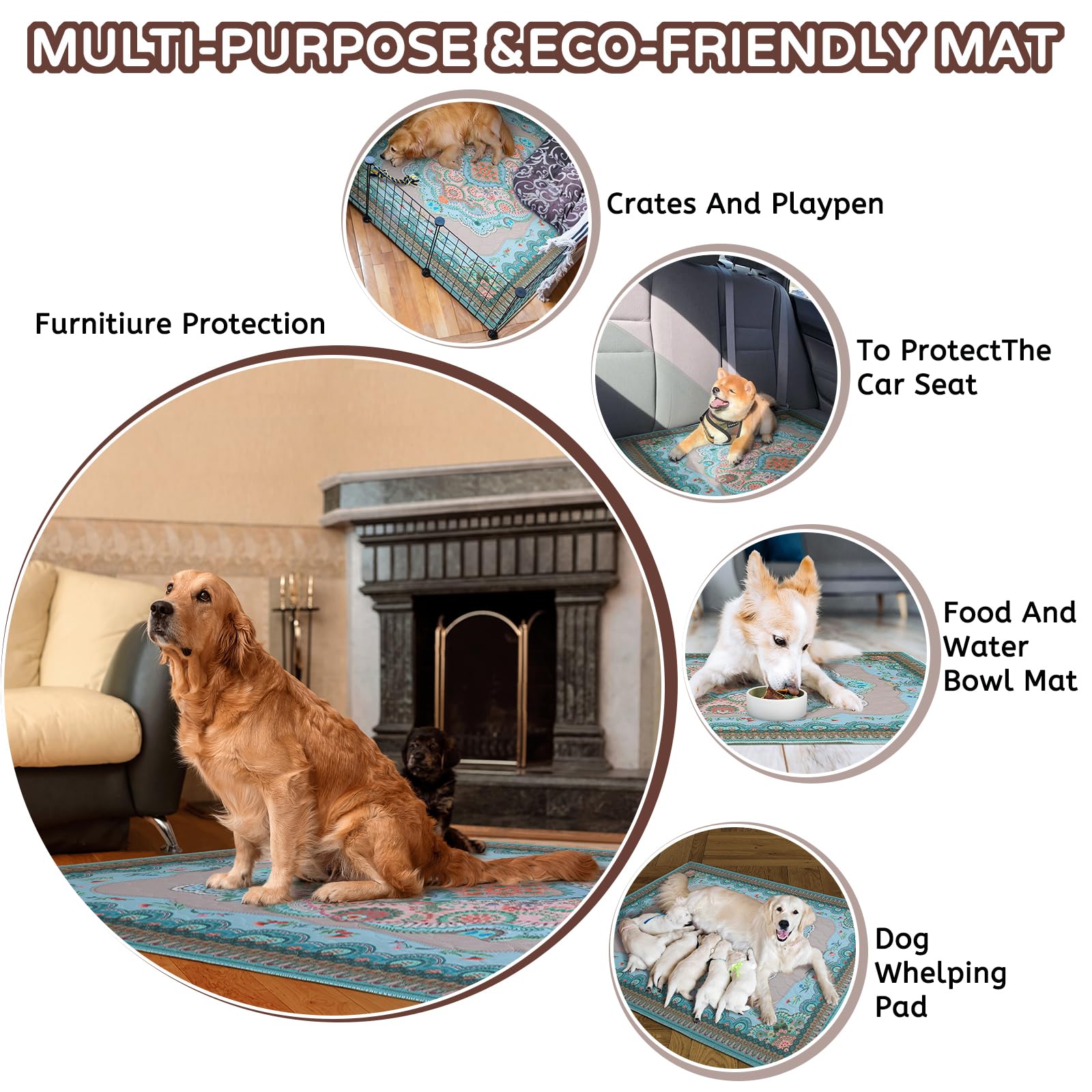 Aitmexcn washable pee pad large 2-pack in-training-session use demonstrates house training.