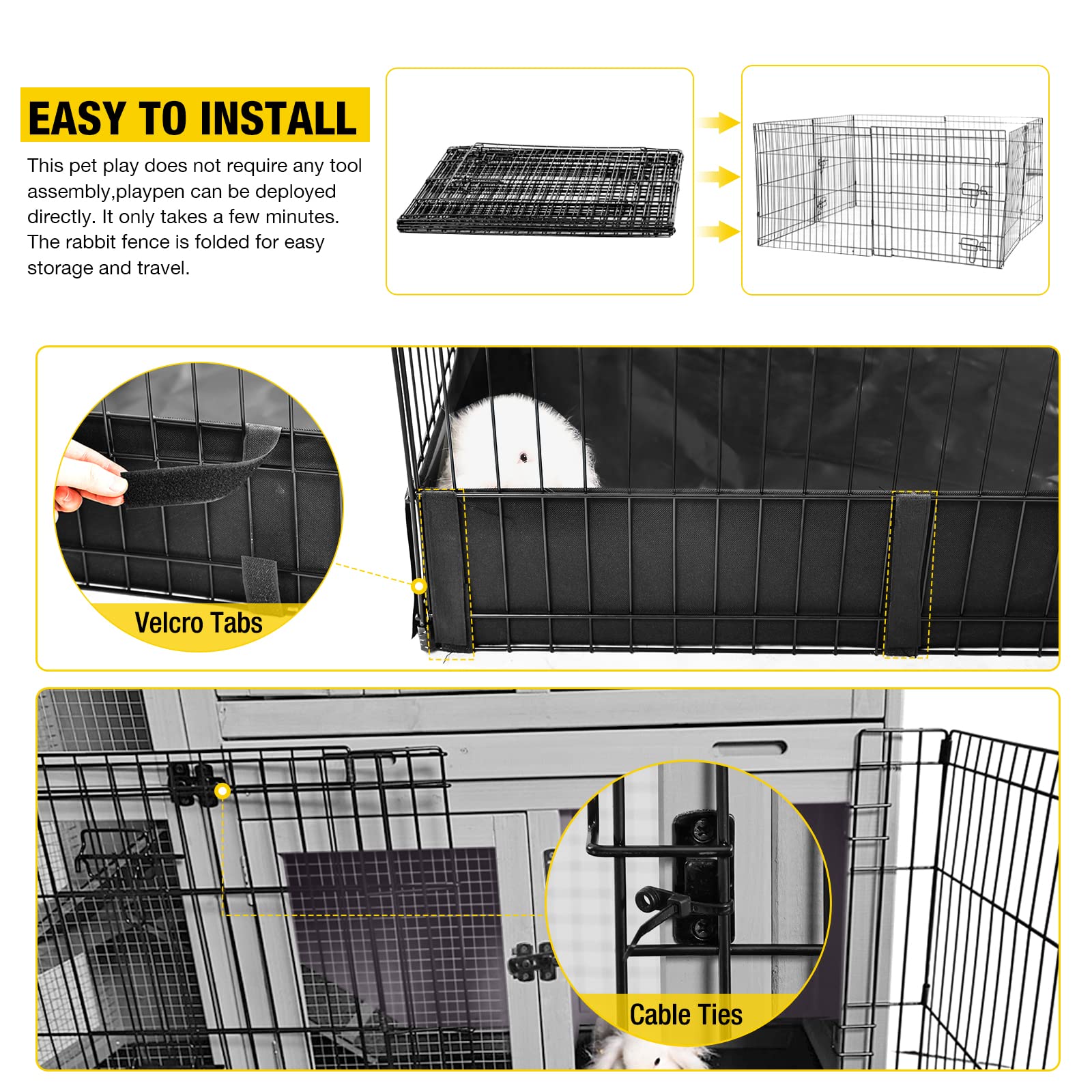 Aivituvin cable ties reinforce the frame for added security during setup.