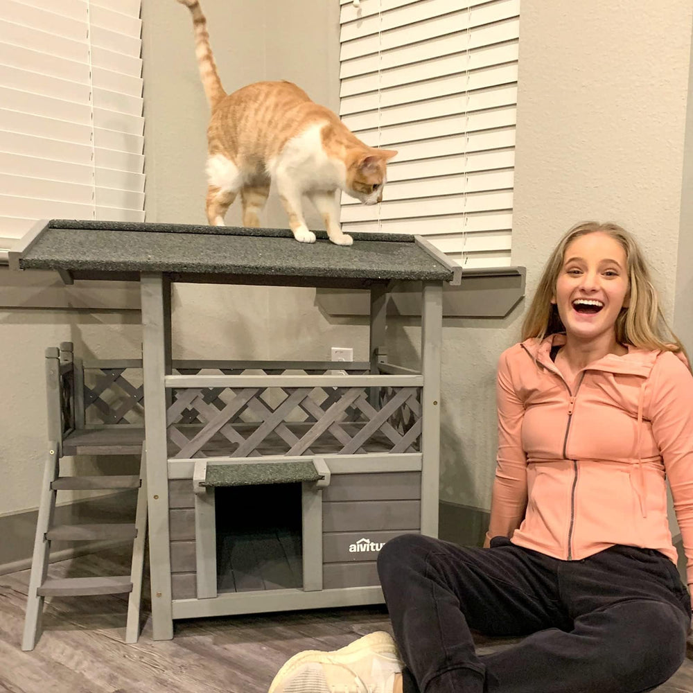 Aivituvin cat house parts ready for easy assembly