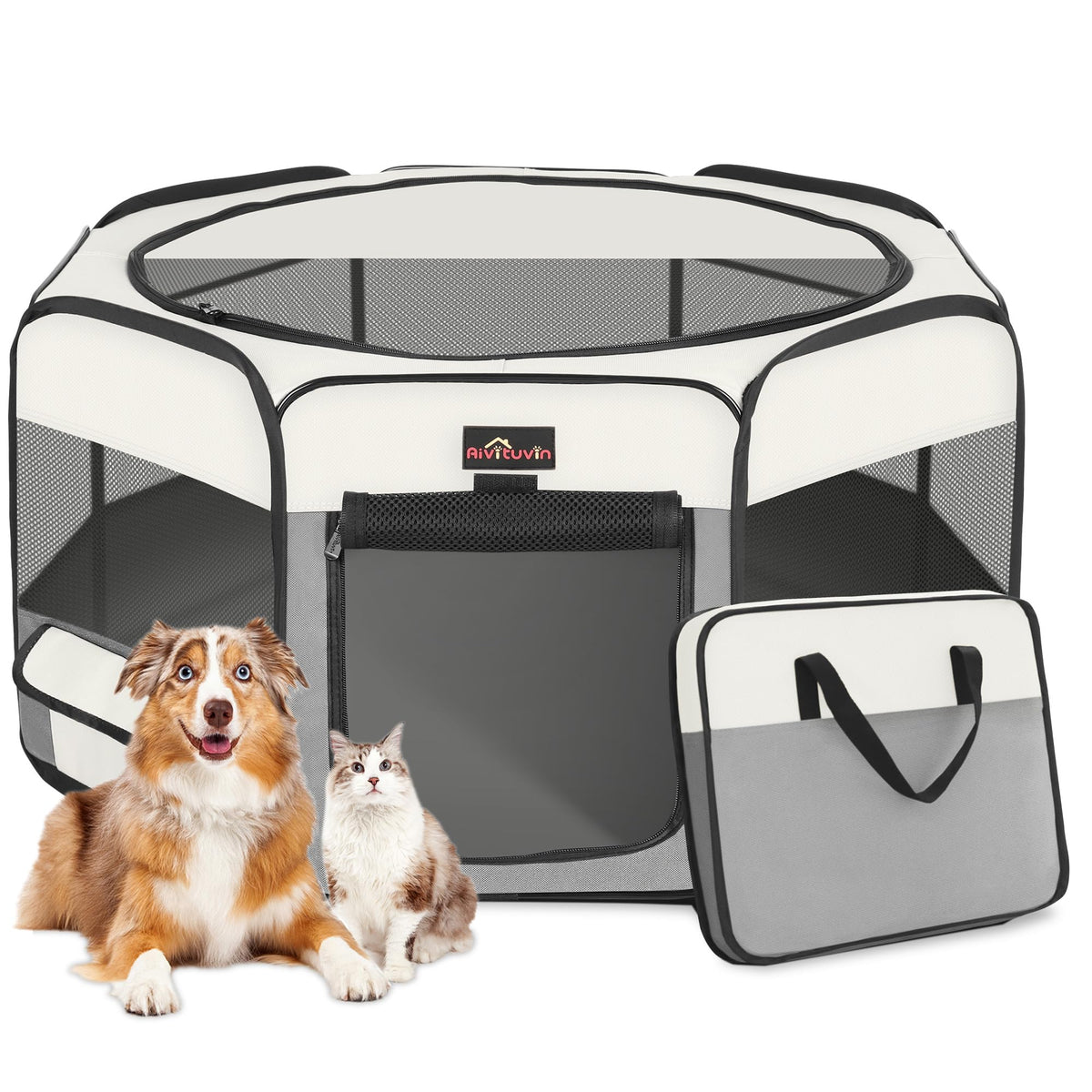 Aivituvin corralito plegable para mascotas: área de juego segura para perros y cachorros.