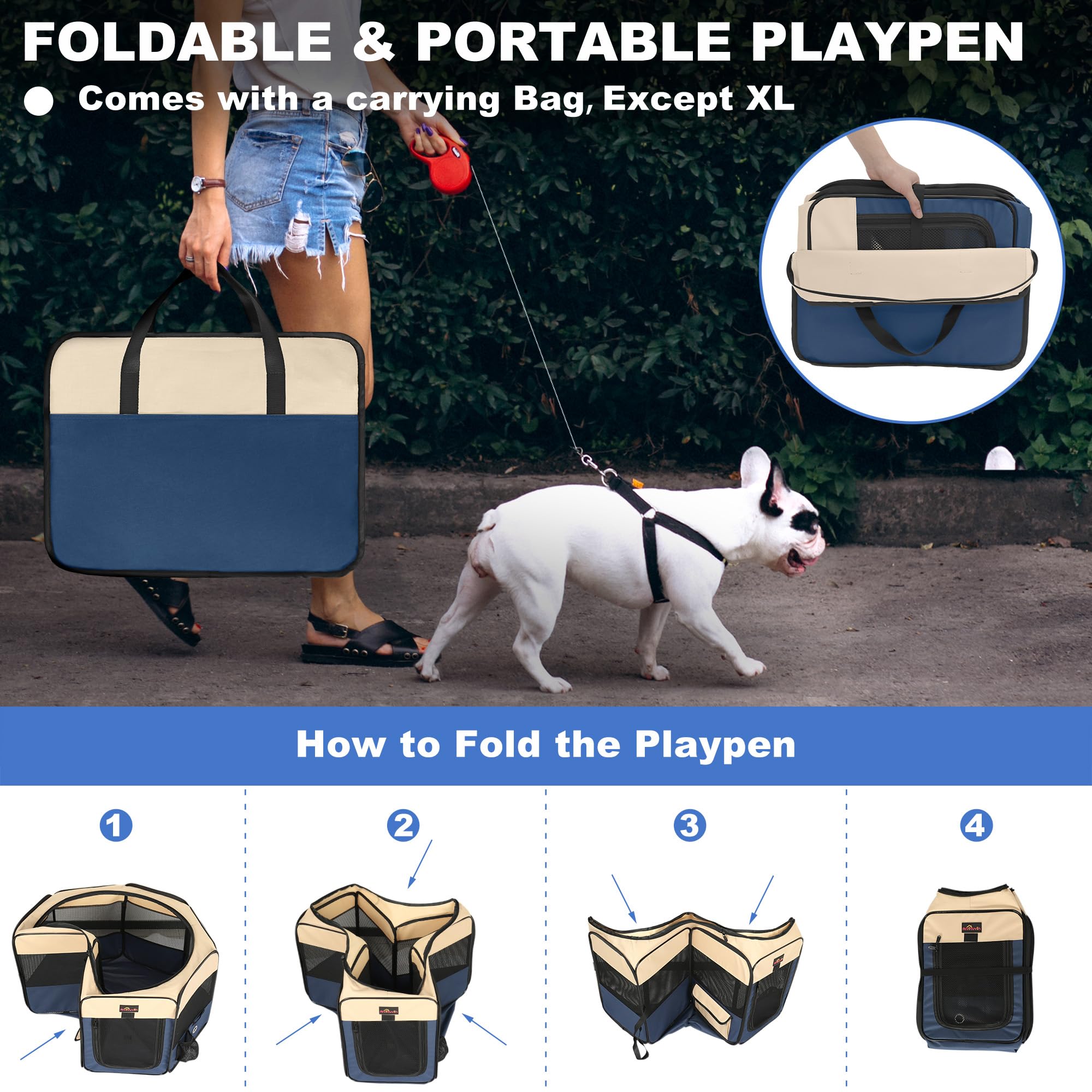 Aivituvin dog playpen blue-s portable carrying bag for travel