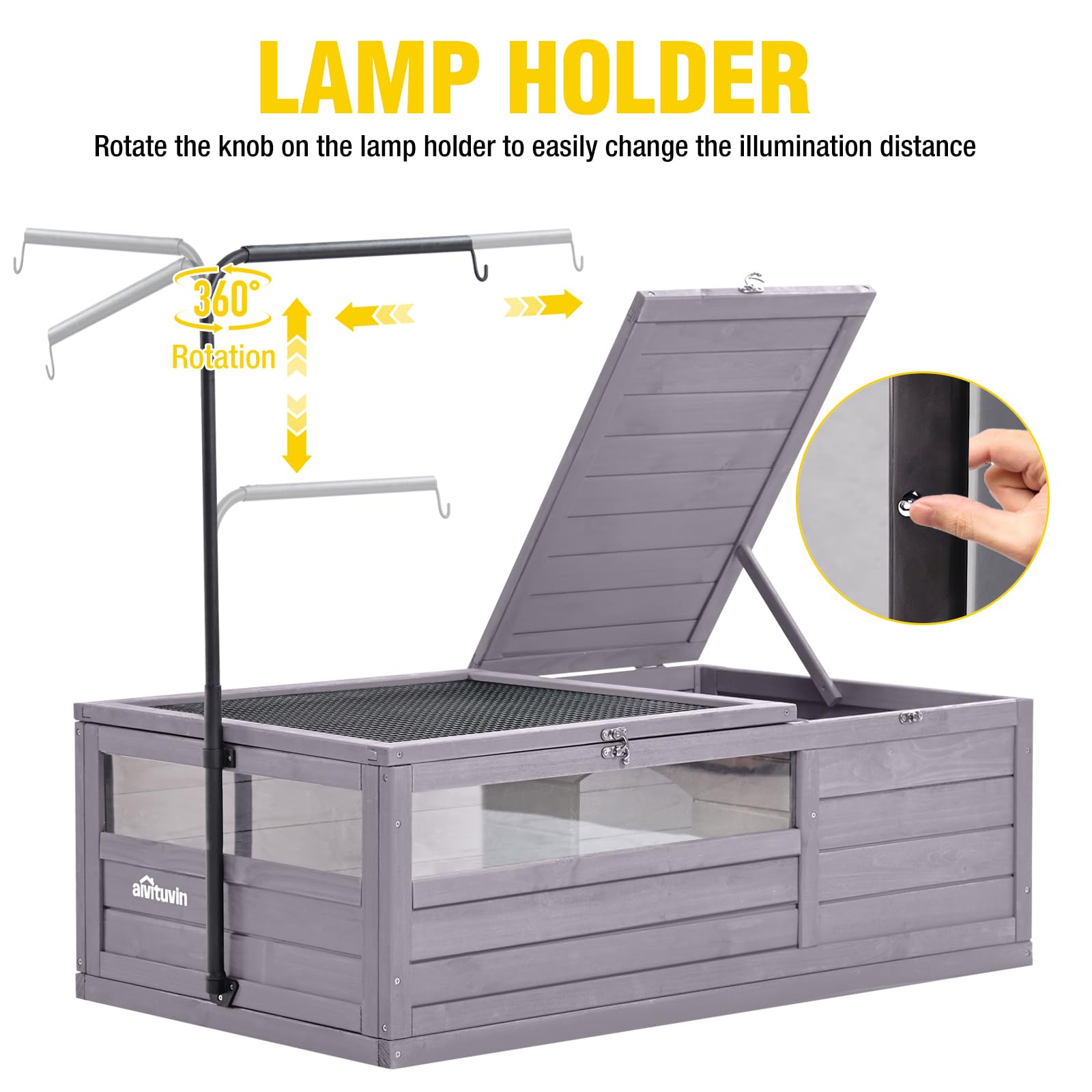 Aivituvin tortoise habitat dual-chambers interior details for sleeping and activity zones