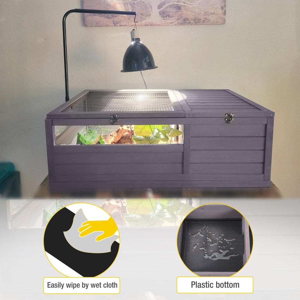 Aivituvin tortoise habitat lamp-stand with 360° roof for flexible lighting setup