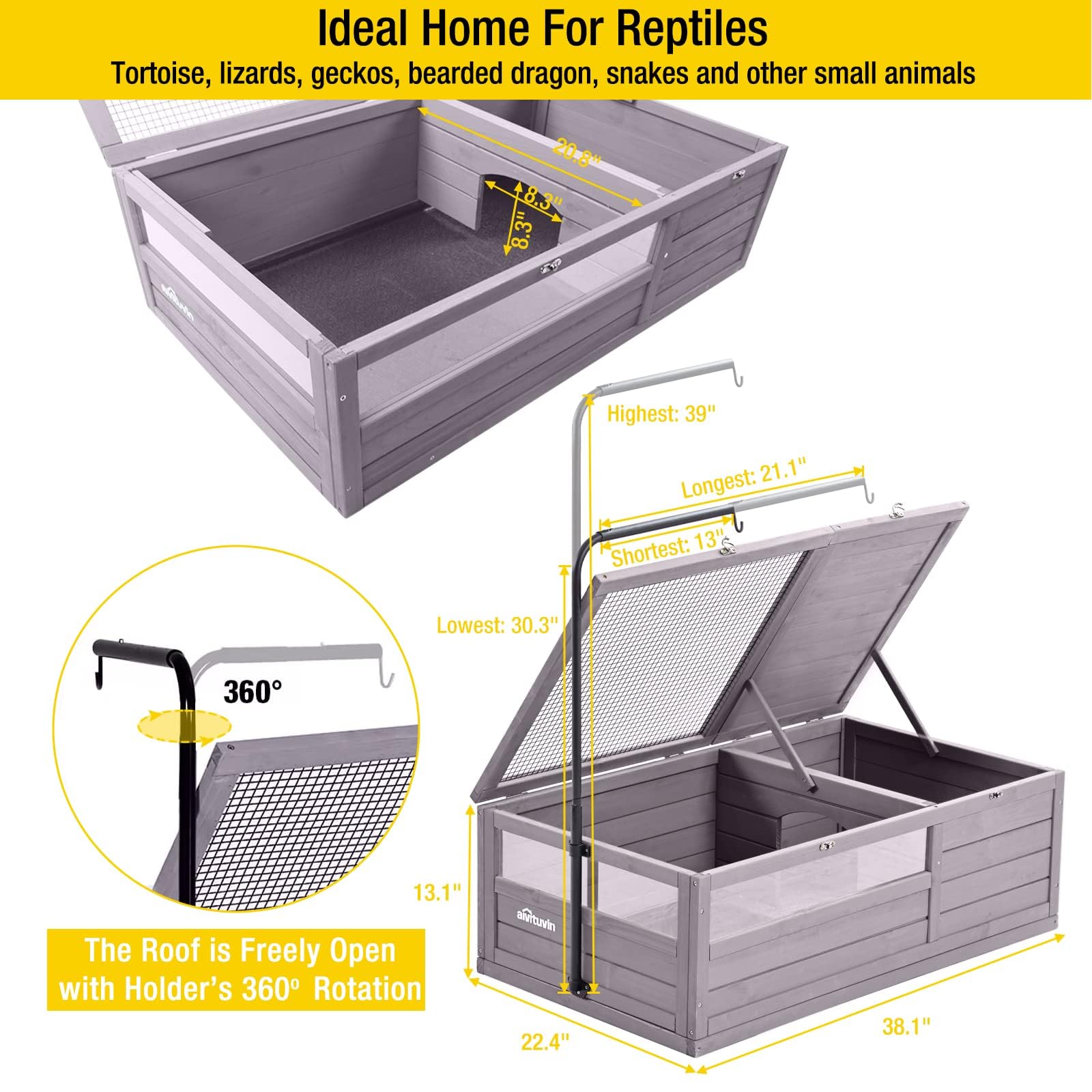 Aivituvin tortoise house acrylic viewing sides enable easy monitoring and interaction
